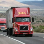 Semi trucks driving on a highway representing truck accident evidence and freight transportation
