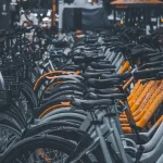 City bicycles parked in an urban setting representing bicycle accident claims in Chicago