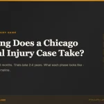 Editorial cover card: Chicago personal injury case timeline by phase - Phillips Law Offices