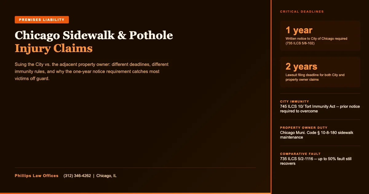 Chicago Sidewalk and Pothole Injury Claims — Suing the City and Property Owners