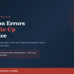 Dark editorial cover for medication errors and drug mix-up malpractice guide in Illinois