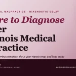 Editorial cover graphic for guide on Illinois failure to diagnose cancer medical malpractice